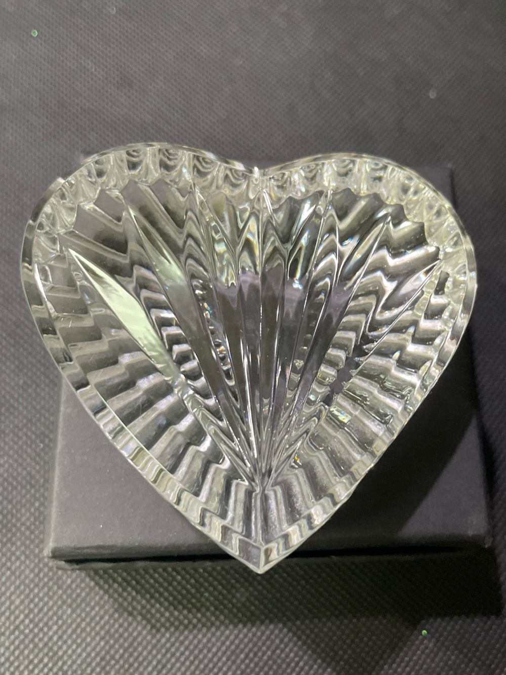 Waterford Crystal Cut Etched Heart Paperweight- Figurine Ireland Vintage 3 x3”